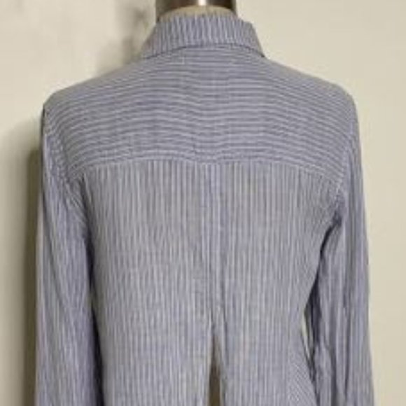 Madewell Pinstripe Cotton Back Tie Top Sz M - Picture 5 of 8